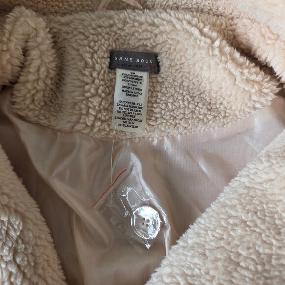 Sans Souci Teddy Bear Sherpa Jacket Cream Size Small NWOT - Picture 4 of 4